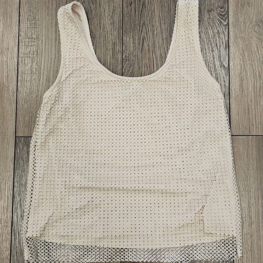 Sunday in Brooklyn Cream Mesh Tank Top